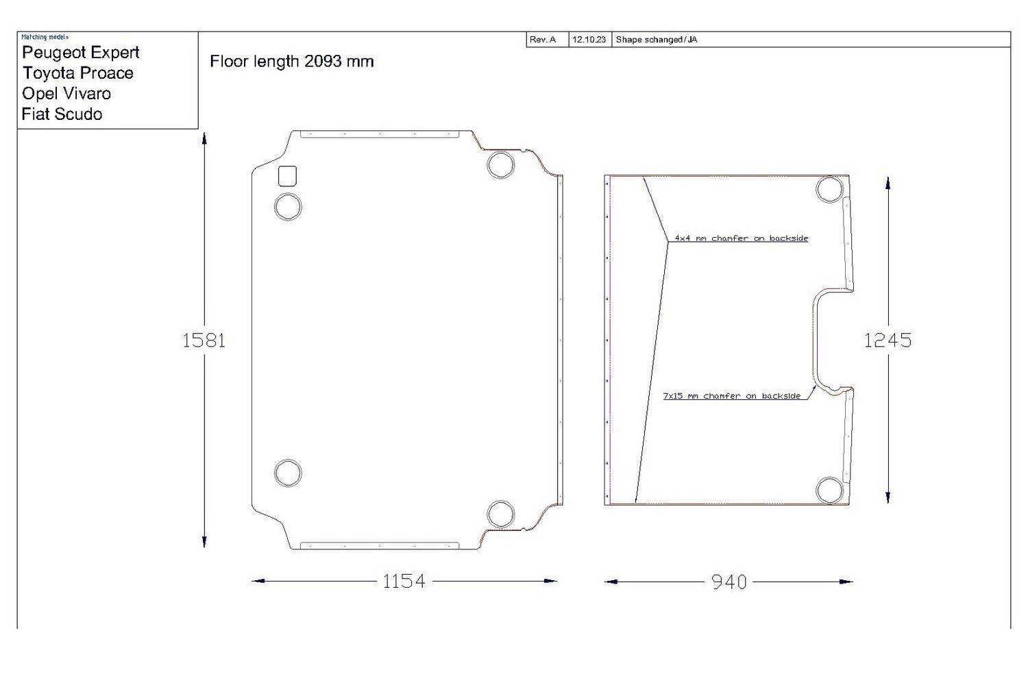 Floor Liner drawing example (880727)