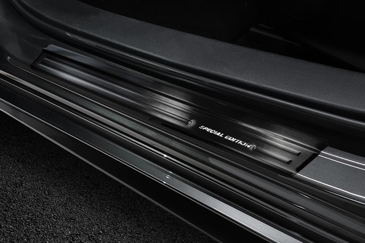 Seuils de portes convient à Mazda3 (BP) 2019-présent 4 & 5 portes acier inox brossé anthracite 4 pièces