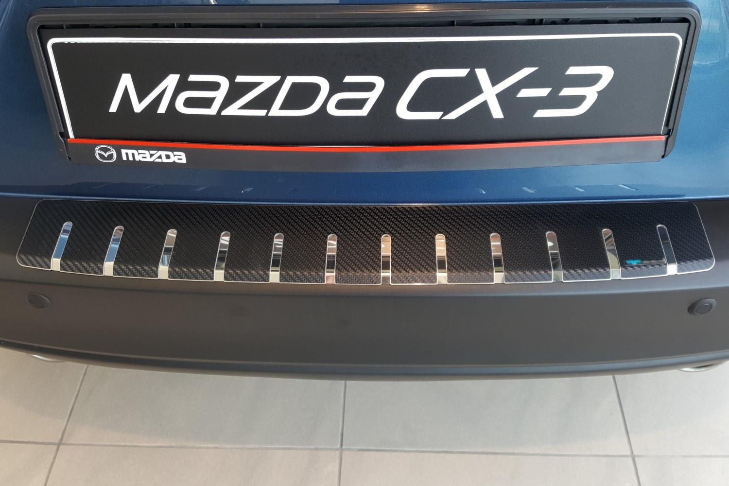 Ladekantenschutz passend für Mazda CX-3 2015-2022 Edelstahl - Carbon Folie