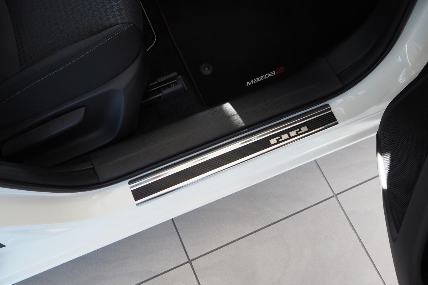 Einstiegsleisten passend für Mazda2 (DJ) 2015-heute 5-Türer Schrägheck Edelstahl - Carbon Folie