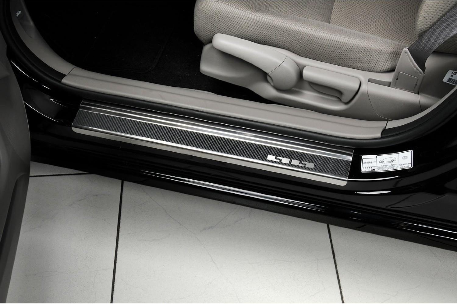 Seuils de portes convient à Mazda3 (BM) 2013-2019 4 & 5 portes acier inox - feuille de carbone