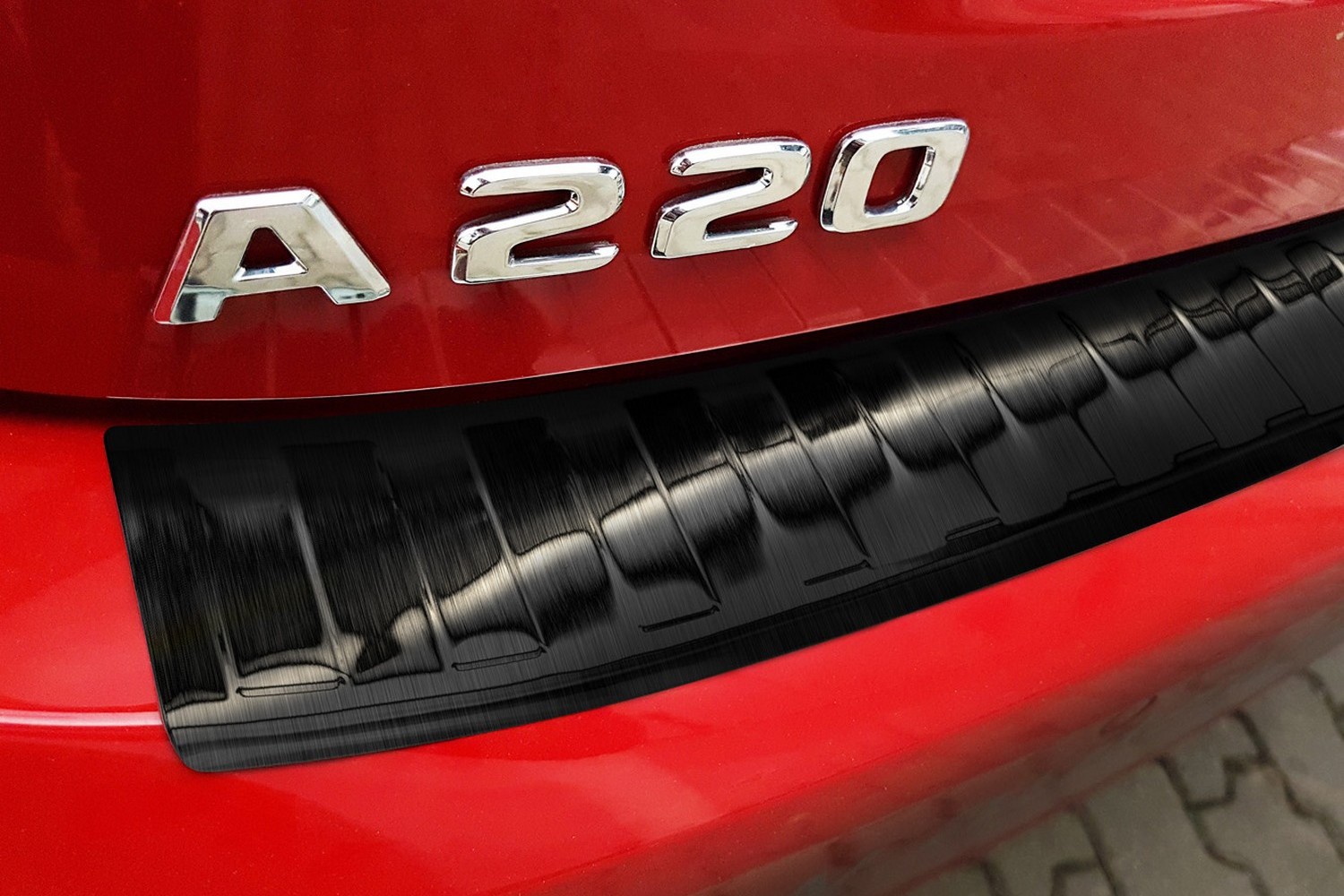 Rear bumper protector suitable for Mercedes-Benz A-Class (W177) 2018-present stainless steel brushed anthracite (4) Rear bumper protector suitable for Mercedes-Benz A-Class (W177) 2018-present stainless steel brushed anthracite (4)