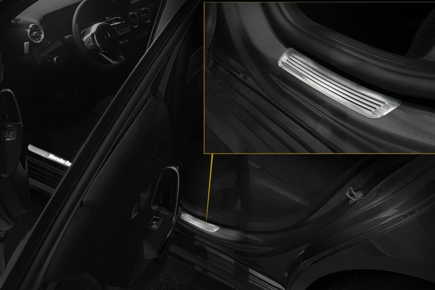 Door sill plates Mercedes-Benz A-Class (V177) 2018-present 4-door saloon stainless steel 2 pieces (MB1KEG) (3) Door sill plates Mercedes-Benz A-Class (V177) 2018-present 4-door saloon stainless steel 2 pieces (MB1KEG) (3)