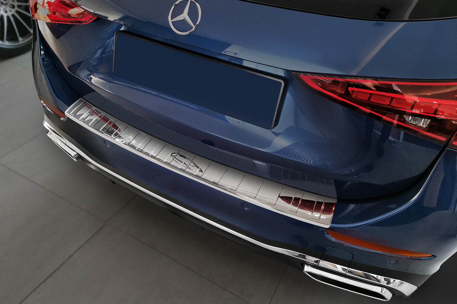 Protection de seuil de coffre convient à Mercedes-Benz Classe C estate (S206) 2021-présent break acier inox brillant