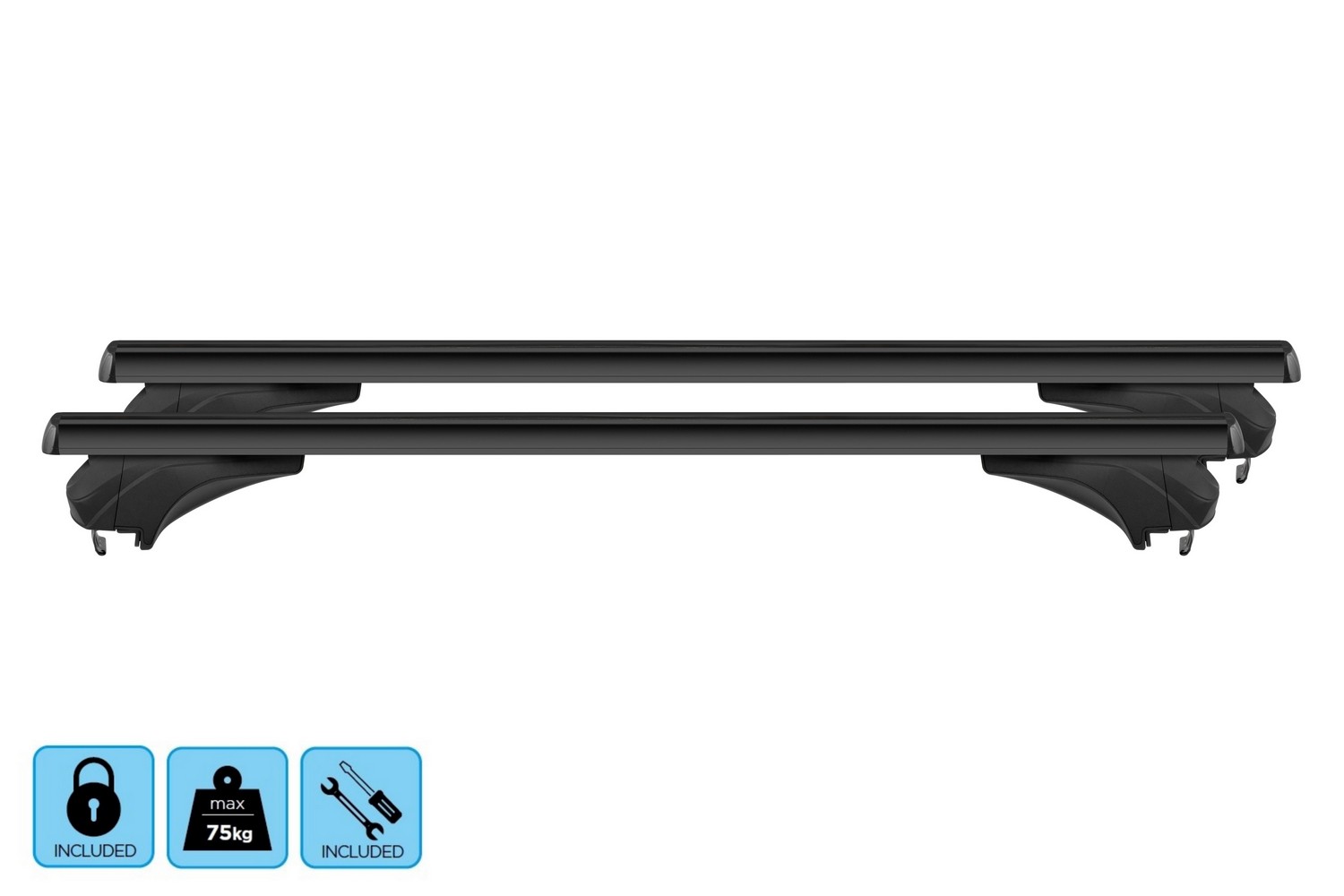 Menabo Ariem roof bars set black - Dachträger / Relingträger Satz Schwarz - dakdragers set zwart - jeu de barres de toit noir (3) Menabo Ariem roof bars set black - Dachträger / Relingträger Satz Schwarz - dakdragers set zwart - jeu de barres de toit noir (3)