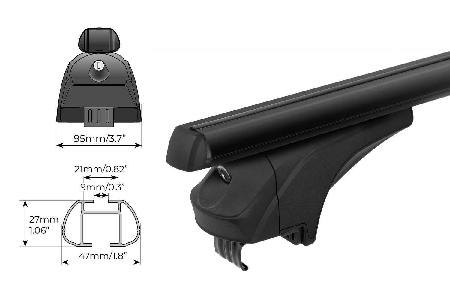 Menabo Ariem roof bars set black - Dachträger / Relingträger Satz Schwarz - dakdragers set zwart - jeu de barres de toit noir (5) Menabo Ariem roof bars set black - Dachträger / Relingträger Satz Schwarz - dakdragers set zwart - jeu de barres de toit noir (5)