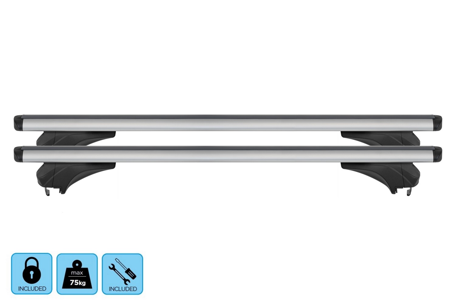 Menabo Sonic roof bars set silver - Dachträger / Relingträger Satz Silber - dakdragers set zilver - jeu de barres de toit argent (3) Menabo Sonic roof bars set silver - Dachträger / Relingträger Satz Silber - dakdragers set zilver - jeu de barres de toit argent (3)
