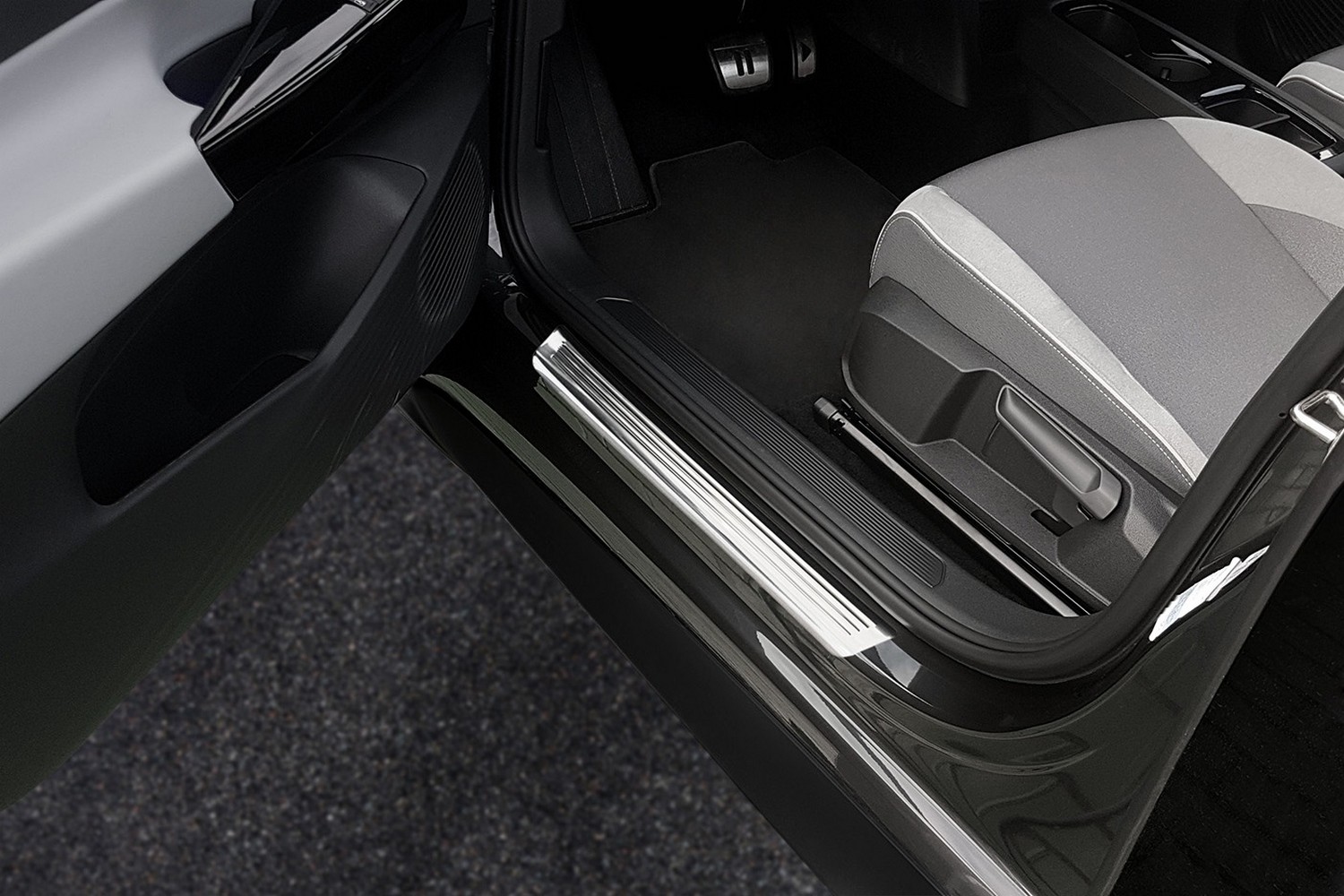 Door sill plates suitable for MG EHS II 2024-present stainless steel brushed 4 pieces