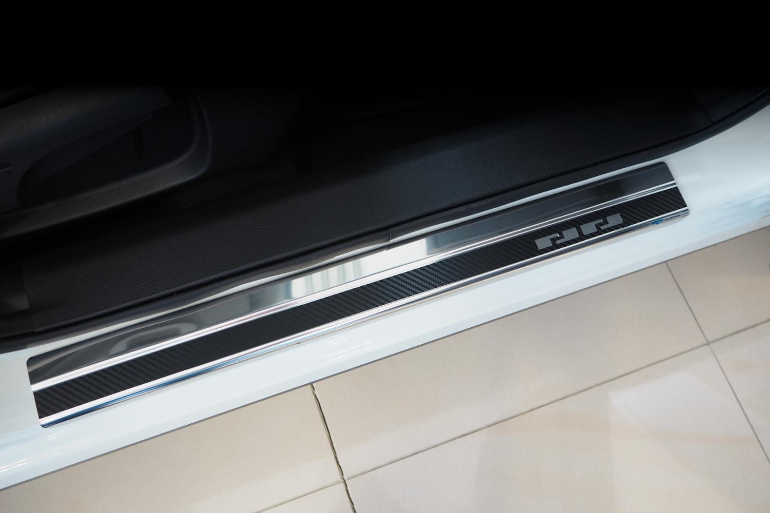 Seuils de portes convient à Nissan Qashqai (J11) 2013-2021 acier inox - feuille de carbone