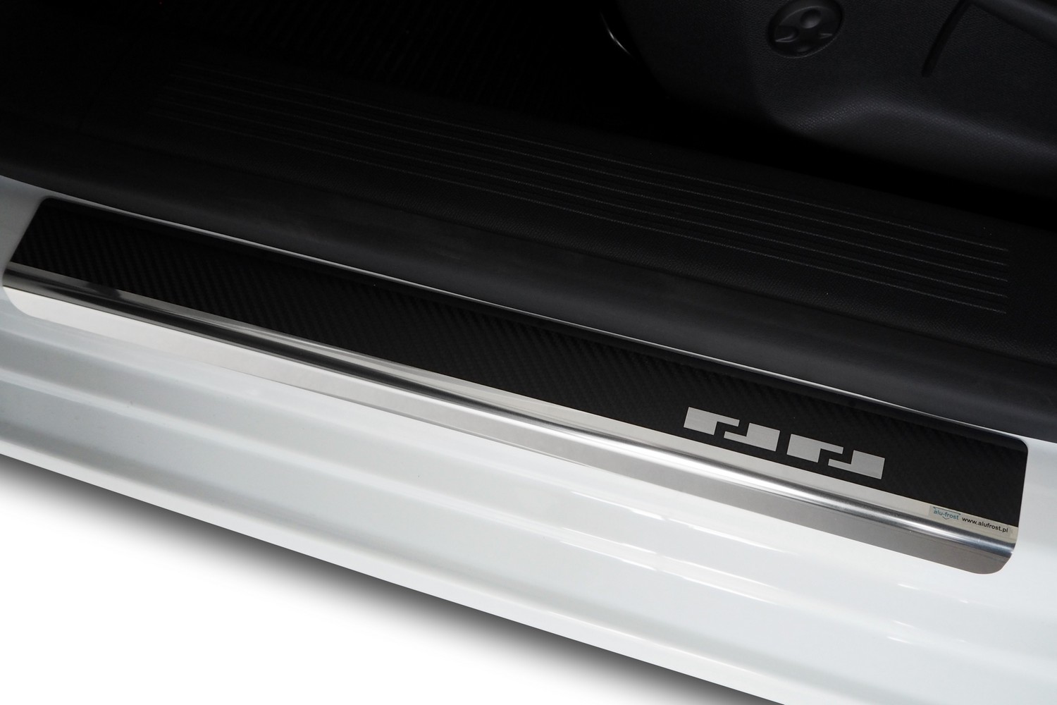 Door sill plates suitable for Opel Astra L 2021-present 5-door hatchback stainless steel - carbon foil
