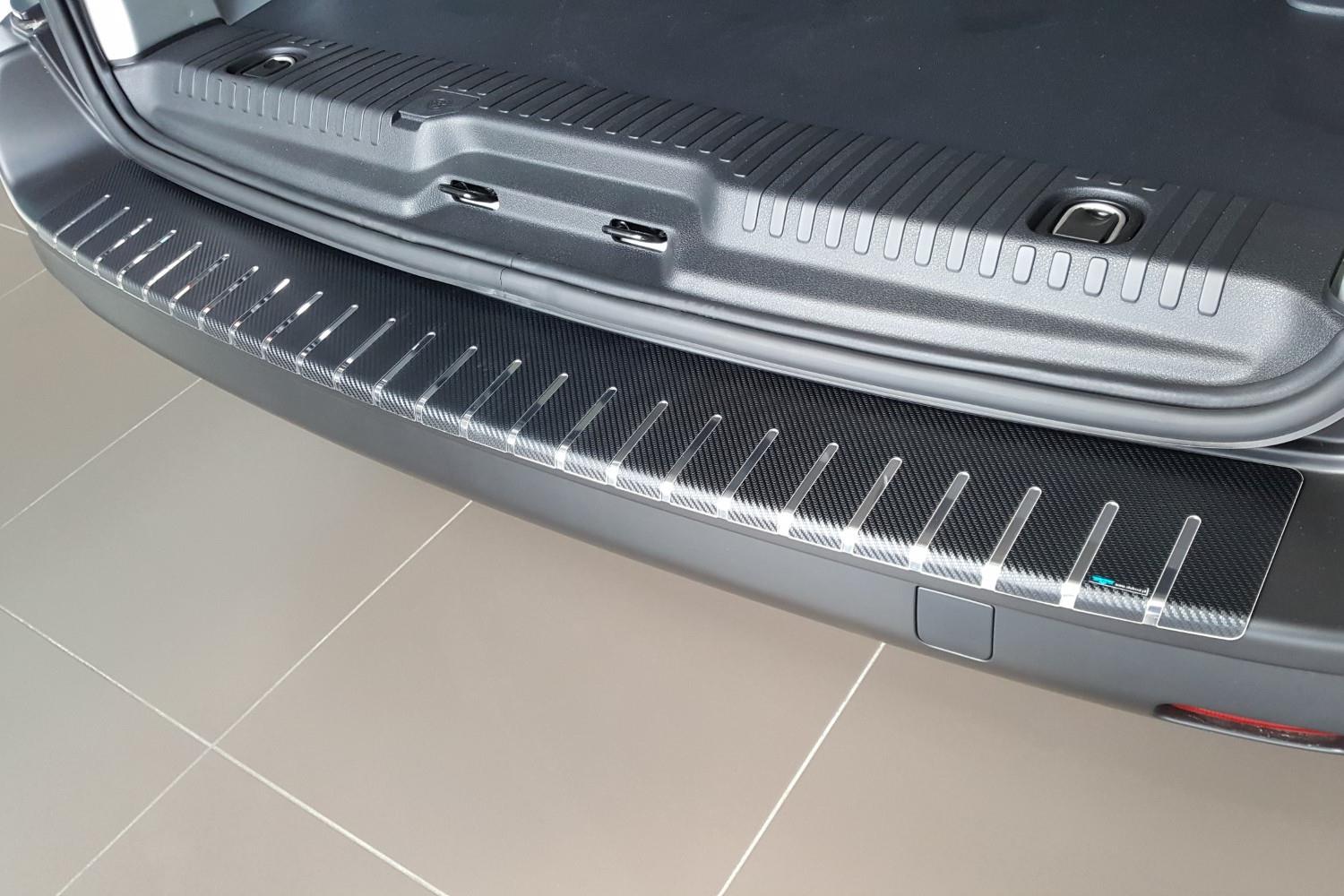 Protection de seuil de coffre convient à Opel Zafira Life 2019-présent acier inox - feuille de carbone