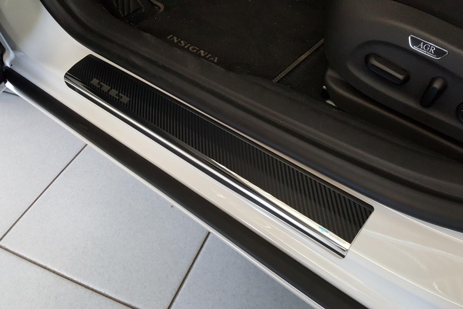 Door sill plates suitable for Opel Insignia B Grand Sport 2017-2022 5-door hatchback stainless steel - carbon foil