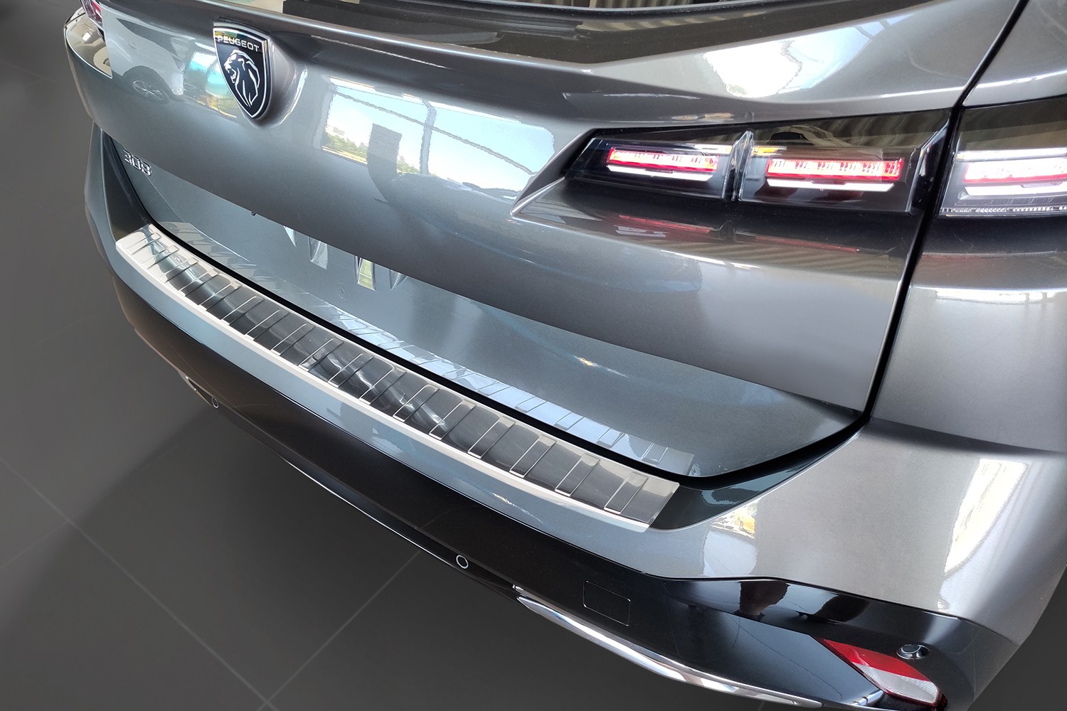 Rear bumper protector suitable for Peugeot 308 III SW 2021-present wagon stainless steel brushed