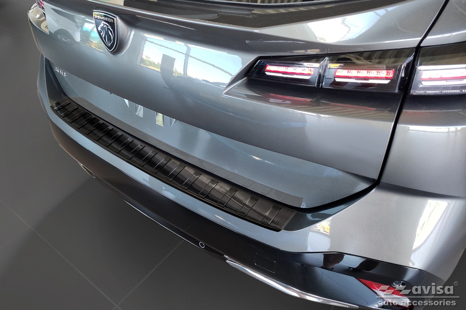 Rear bumper protector suitable for Peugeot 308 III SW 2021-present wagon stainless steel brushed anthracite