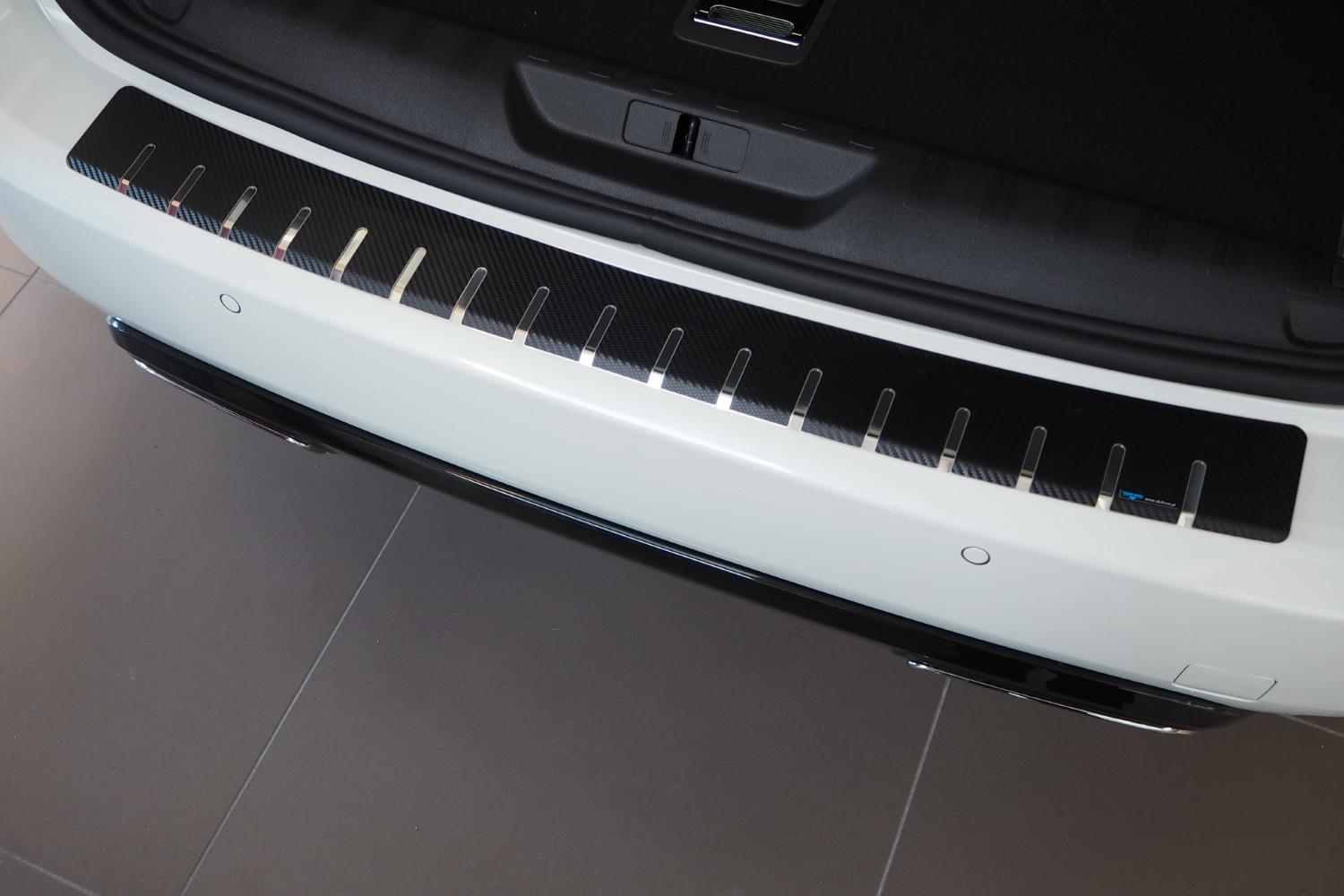 Rear bumper protector suitable for Peugeot 308 II SW 2014-2021 wagon stainless steel - carbon foil