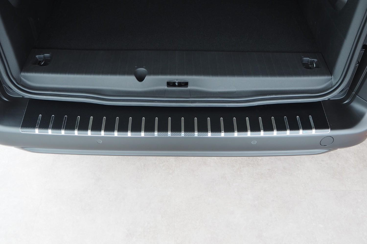 Protection de seuil de coffre convient à Peugeot Partner III (K9) 2018-présent acier inox - feuille de carbone