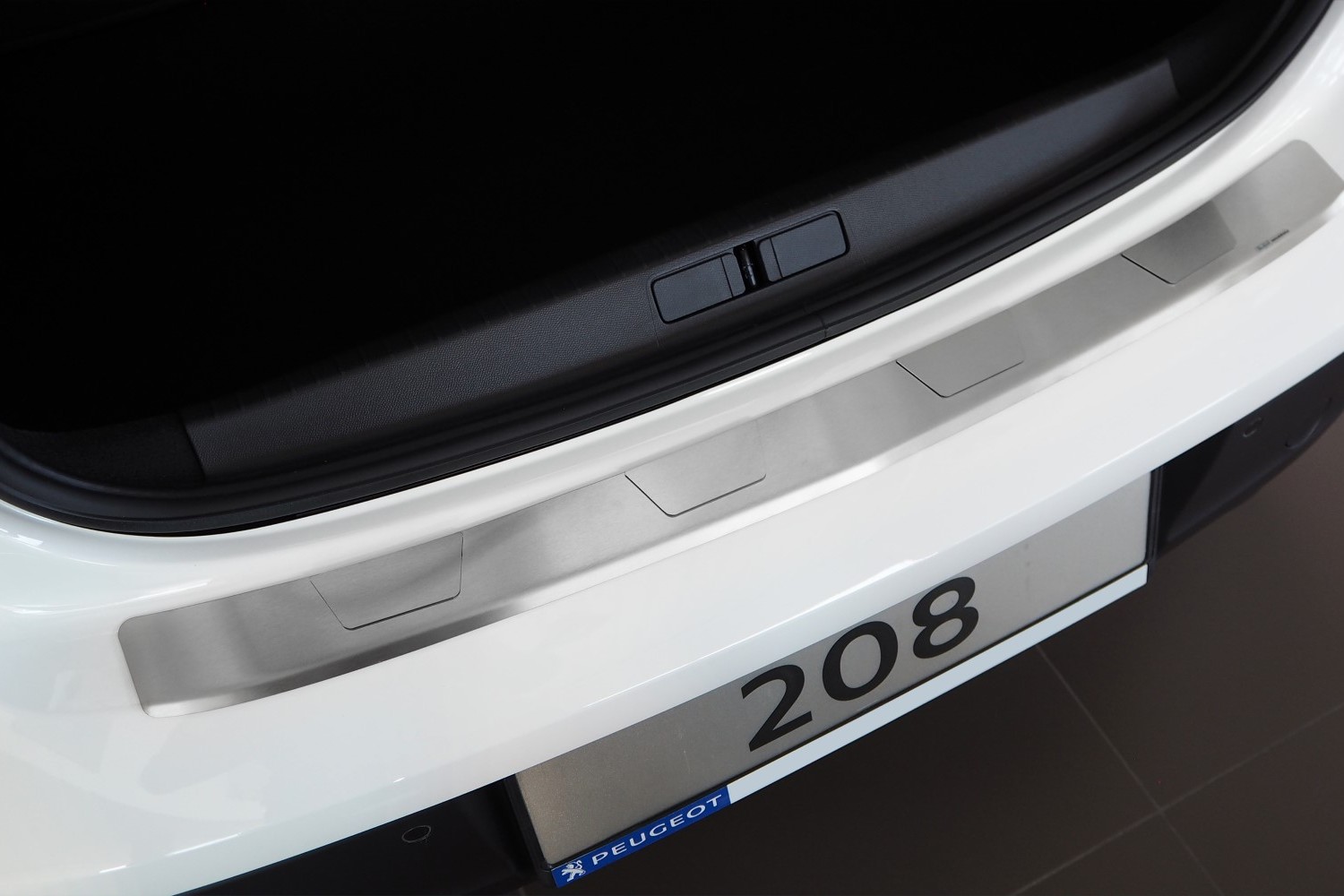 Rear bumper protector suitable for Peugeot 208 II 2019-present 5-door hatchback stainless steel brushed