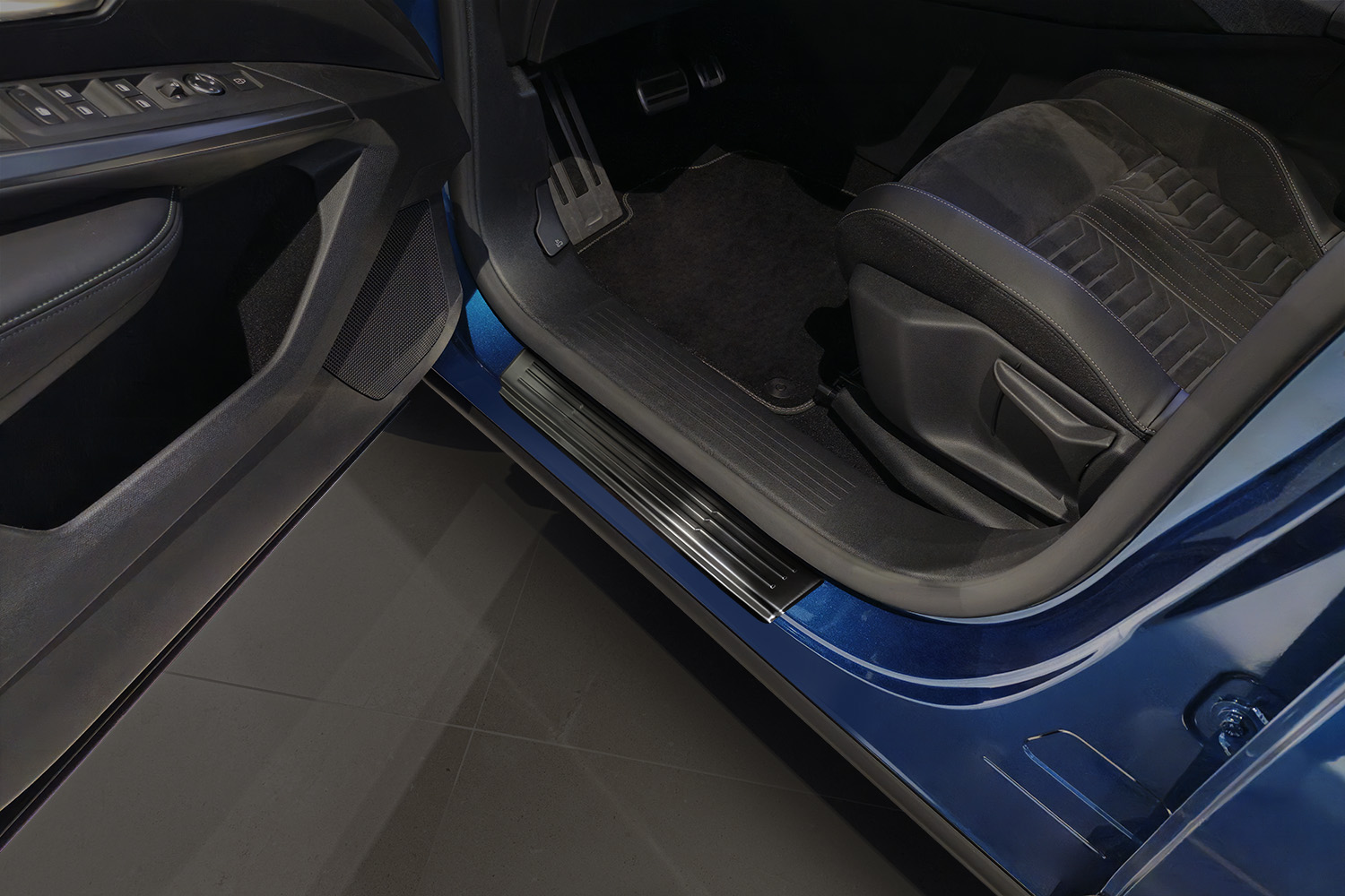 Door sill plates suitable for Peugeot 3008 III 2024-present stainless steel brushed anthracite 4 pieces