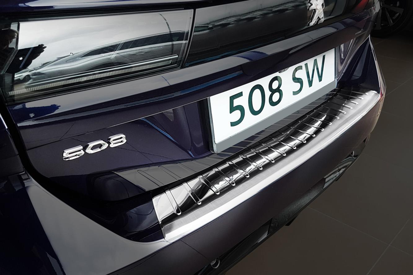 Protection de seuil de coffre convient à Peugeot 508 II SW 2019-présent break acier inox brossé