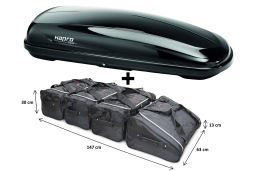Roof box Hapro Traxer 6.6 Brilliant Black with Car-Bags.com bag set (HAP25910-BB1) (1)
