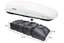 Roof box Hapro Traxer 8.6 Pure White with Car-Bags.com bag set (HAP26185-BB1) (1)