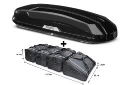 Roof box Hapro Trivor 560 Brilliant Black with Car-Bags.com bag set (HAP33011-BB1) (1)
