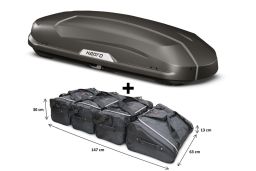 Roof box Hapro Trivor 440 Supermatt Anthracite with Car-Bags.com bag set (HAP33560-BB1) (1)