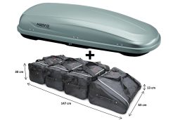 Roof box Hapro Traxer 6.6 Silver Grey with Car-Bags.com bag set (HAP35903-BB1) (1)