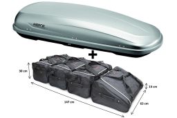 Roof box Hapro Traxer 8.6 Silver Grey with Car-Bags.com bag set (HAP35904-BB1) (1)