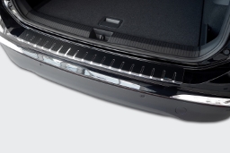 Rear bumper protector suitable for Volkswagen Tayron 2024->   stainless steel - carbon foil (VW2TYBA) (1)