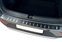 Rear bumper protector suitable for Volkswagen T-Roc 2017-> stainless steel - carbon foil (VW3TRBA) (1)