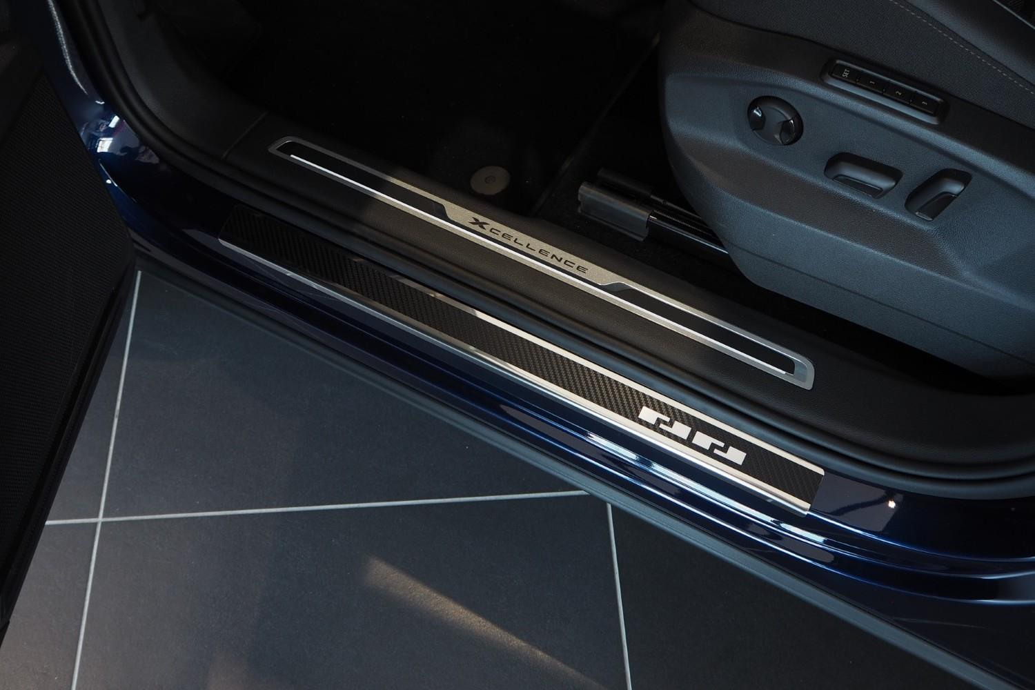 Seuils de portes convient à Seat Tarraco (KN) 2018-présent acier inox - feuille de carbone