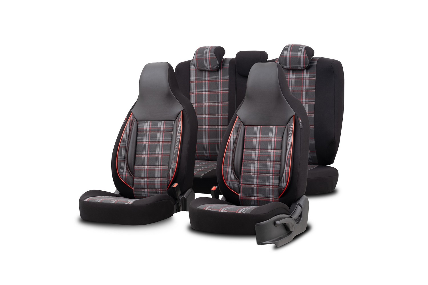Seat covers suitable for Nissan Pixo 2009-2013 5-door hatchback Sports CityBug jacquard fabric black / grey / red