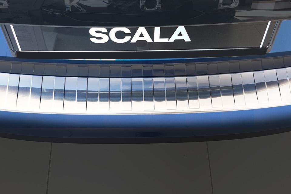Rear bumper protector suitable for Skoda Scala (NW1) 2019-present 5-door hatchback stainless steel brushed