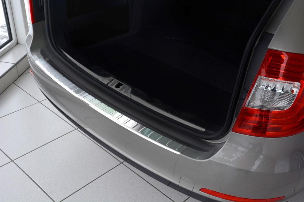 Rear bumper protector Skoda Superb II Combi (3T) 2013-2015 wagon stainless steel brushed