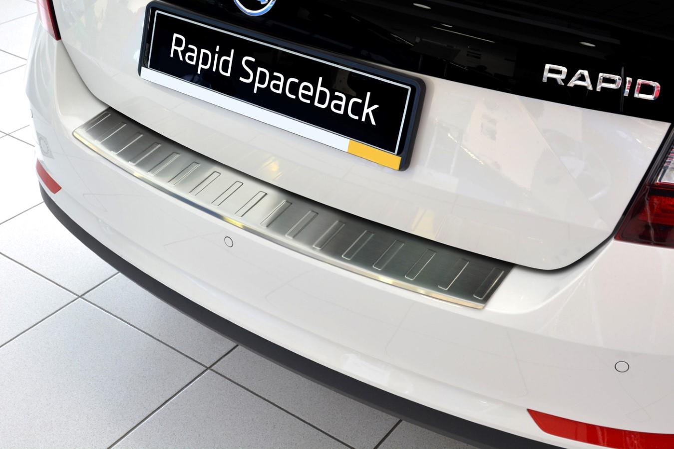 Skoda Rapid Spaceback (NH1) 2013-> 5-door hatchback rear bumper protector stainless steel (SKO4RABP) (2)