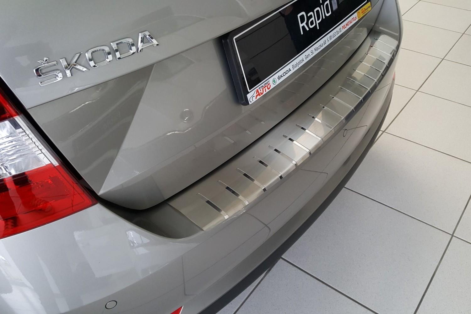 Rear bumper protector suitable for Skoda Rapid Spaceback (NH1) 2013-2019 5-door hatchback stainless steel brushed