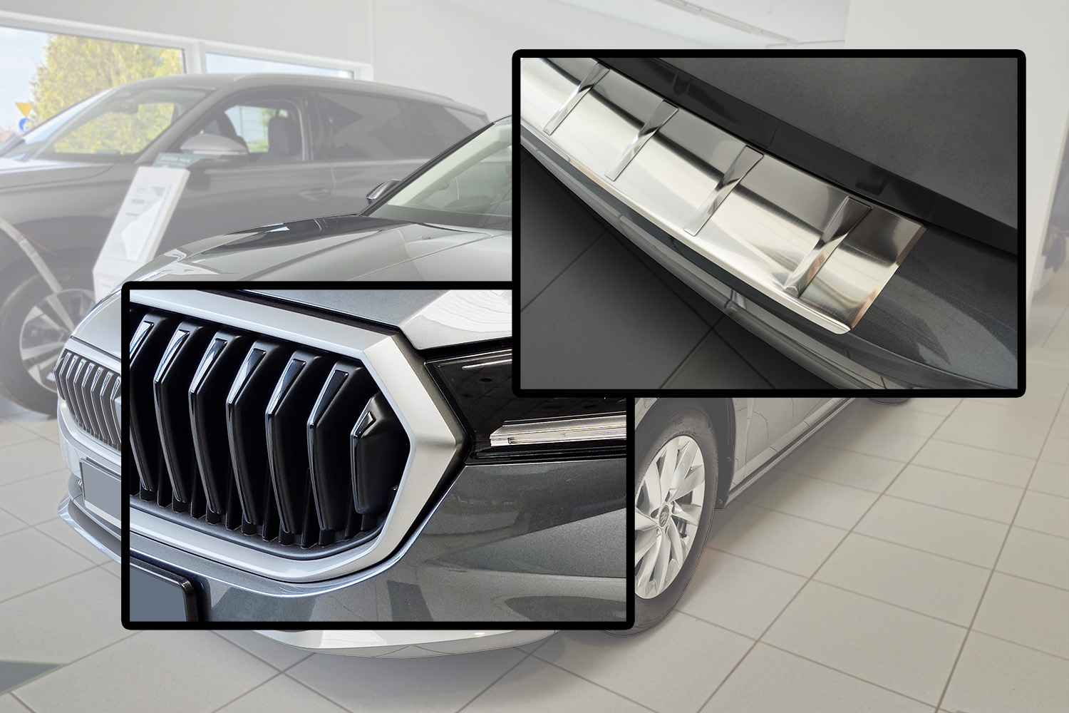 Rear bumper protector suitable for Skoda Superb IV (B9) 2024-present 5-door hatchback stainless steel brushed (5)