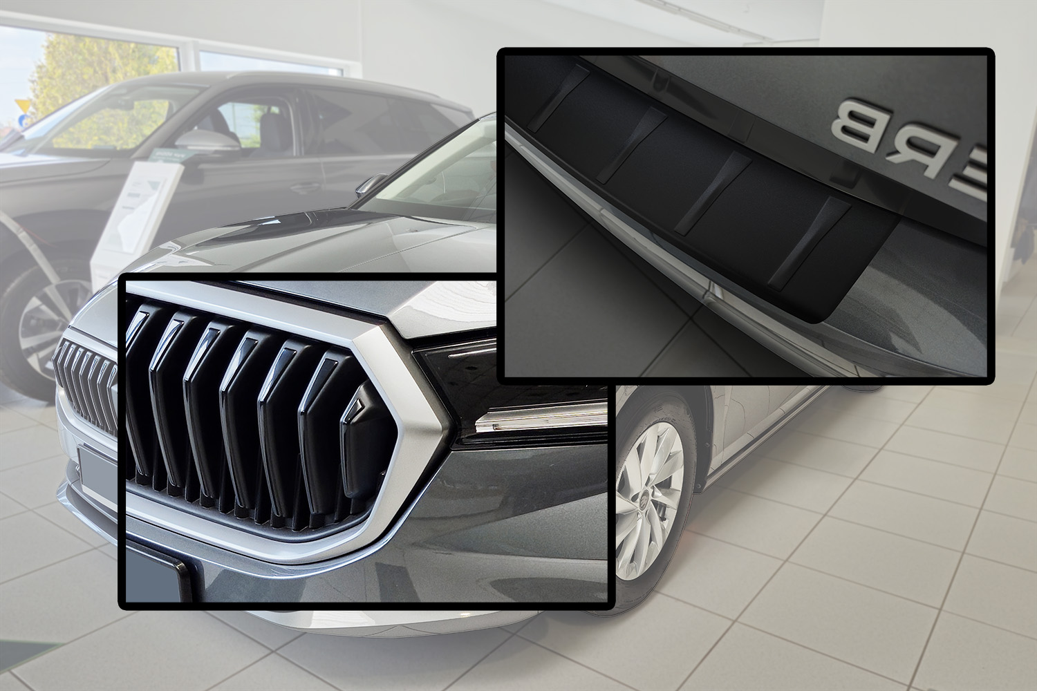 Rear bumper protector suitable for Skoda Superb IV (B9) 2024-present 5-door hatchback stainless steel matt black (5)