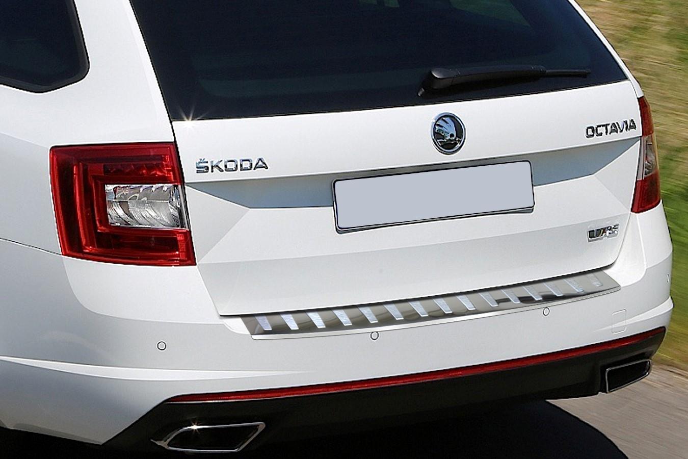 Rear bumper protector Skoda Octavia III RS Combi (5E) 2013-2020 wagon stainless steel high gloss