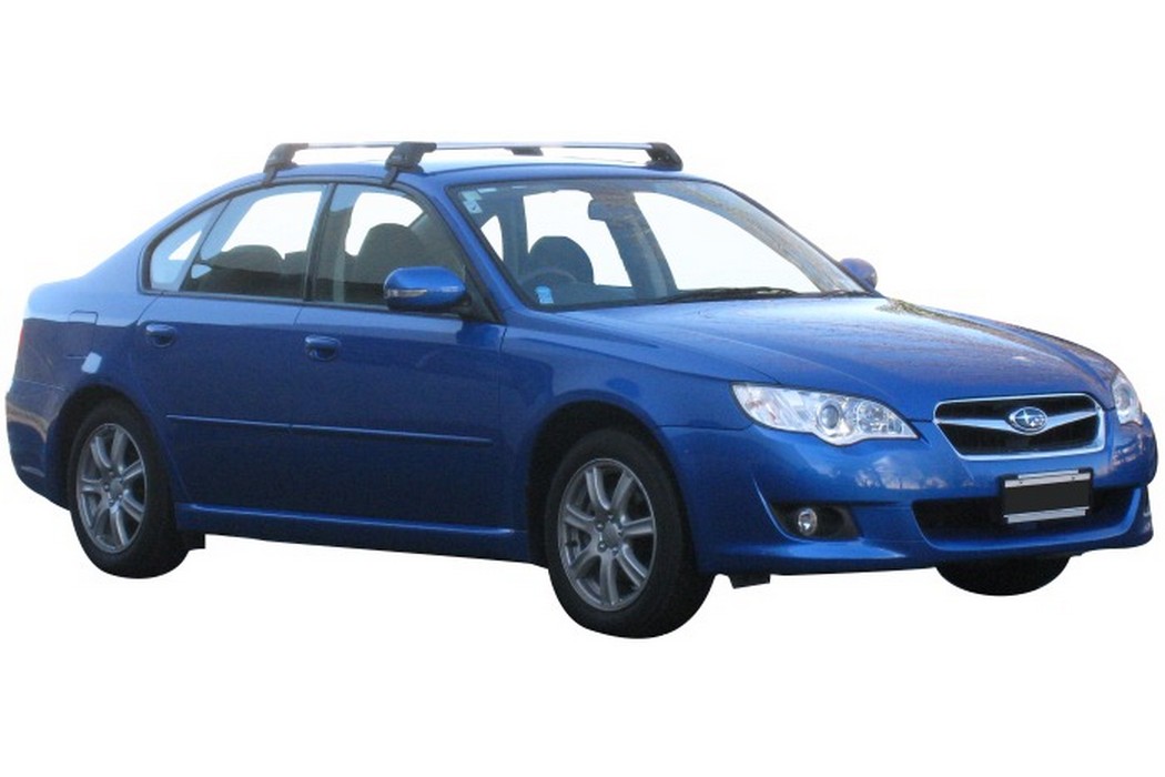 Roof bars suitable for Subaru Legacy IV 2003 2009 4 door saloon Yakima Aero FlushBar silver