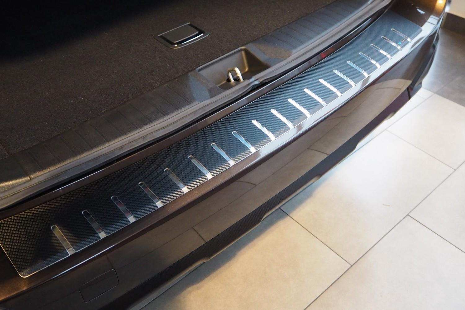 Protection de seuil de coffre convient à Subaru Outback V 2015-2020 break acier inox - feuille de carbone