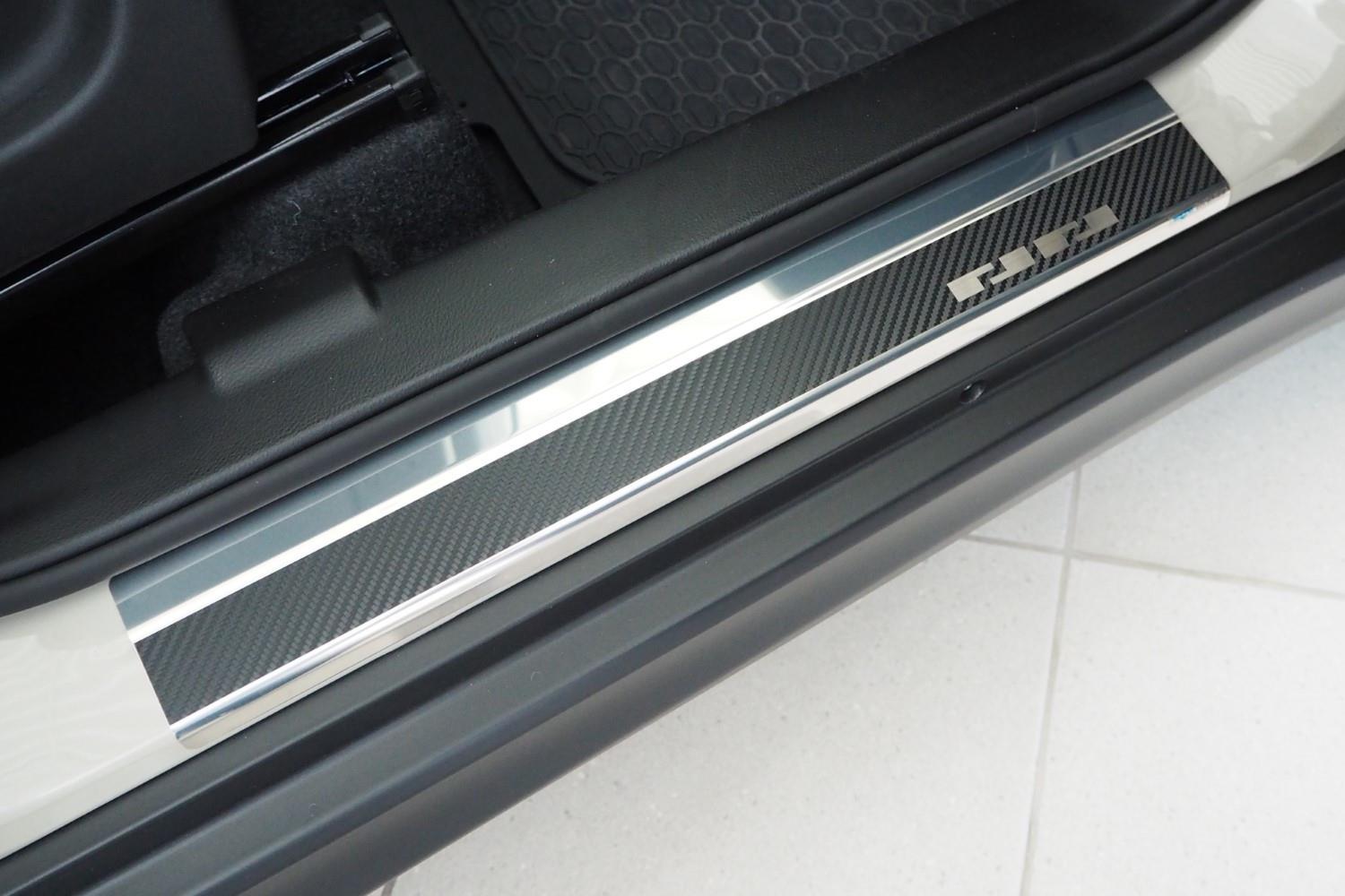 Door sill plates suitable for Suzuki Vitara (LY) 2015-present stainless steel - carbon foil