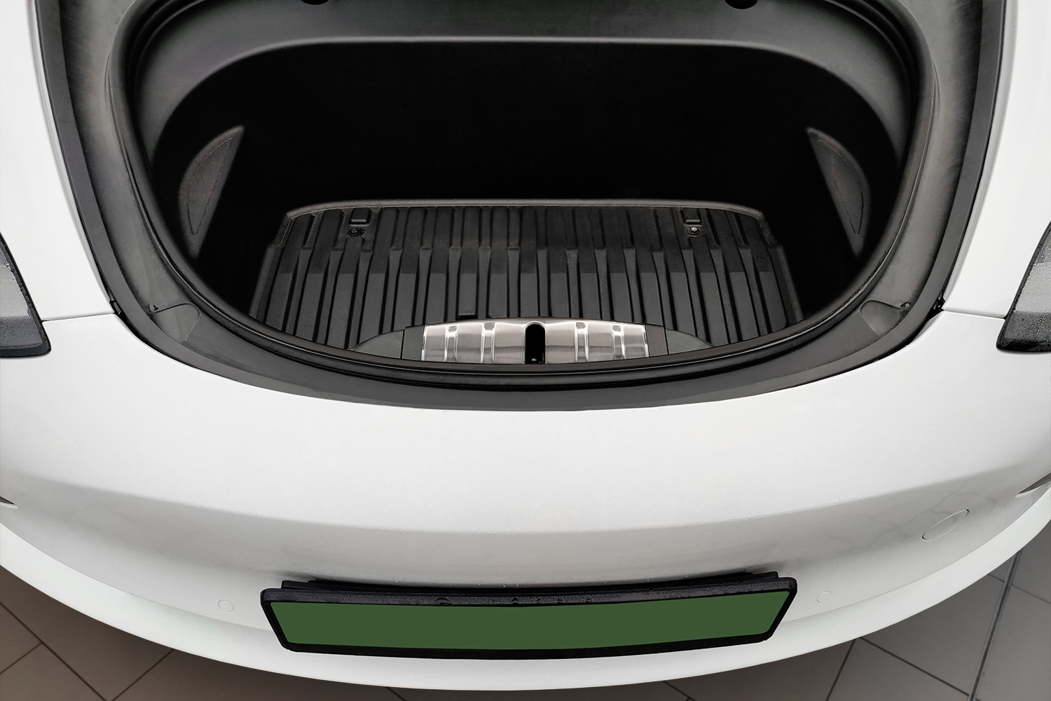Frunk-Ladekantenschutz passend für Tesla Model 3 2017-2023 4-Türer Limousine Edelstahl gebürstet