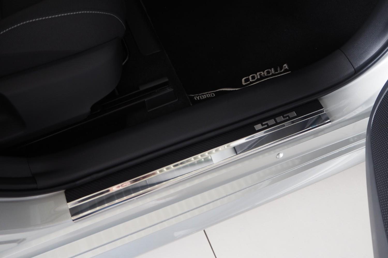 Door sill plates suitable for Toyota Corolla (E210) 2018-present 4-door saloon stainless steel - carbon foil