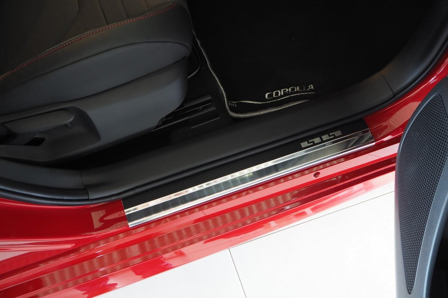 Door sill plates suitable for Toyota Corolla (E210) 2018-present 5-door hatchback stainless steel - carbon foil