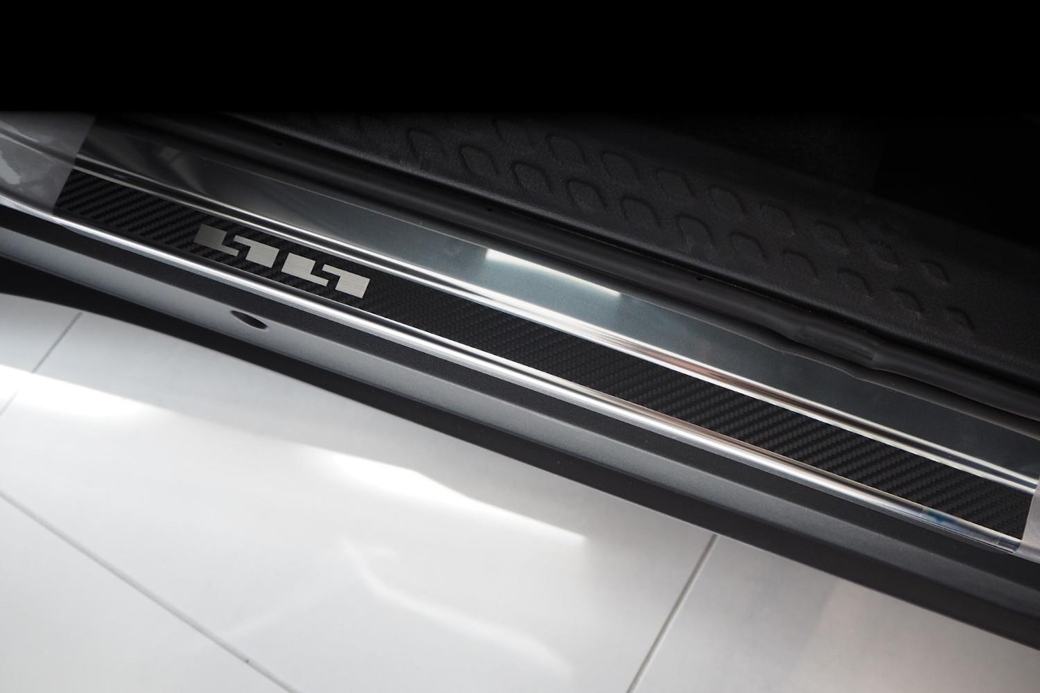 Door sill plates suitable for Toyota C-HR 2016-2023 stainless steel - carbon foil
