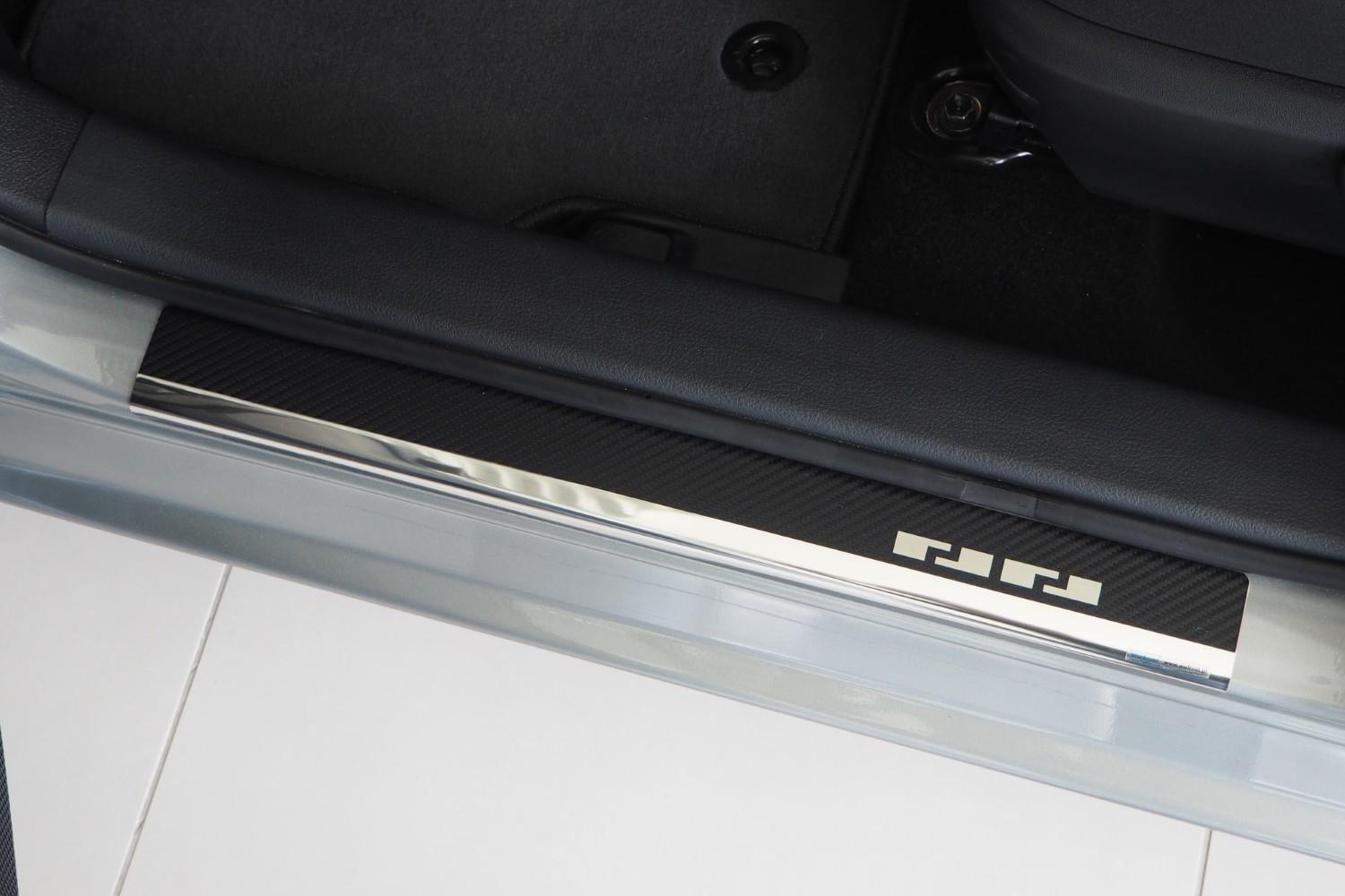 Seuils de portes convient à Toyota Auris II 2012-2018 5 portes bicorps acier inox - feuille de carbone