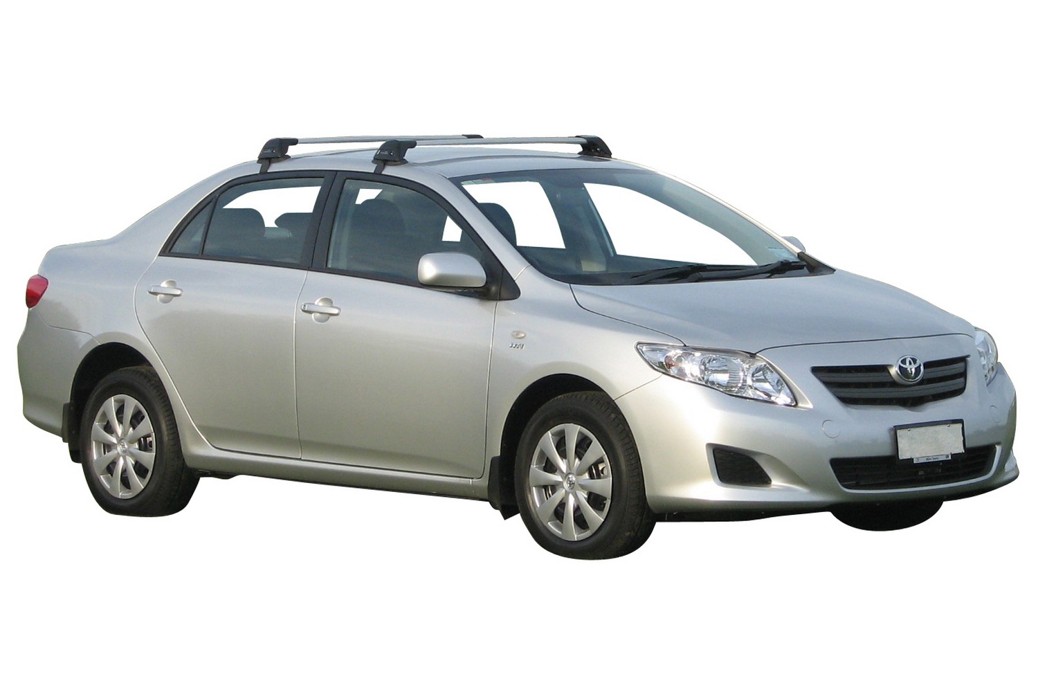Roof bars suitable for Toyota Corolla E140 2007 2013 4 door saloon Yakima Aero FlushBar black