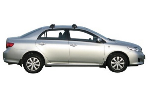 Roof bars suitable for Toyota Corolla E140 2007 2013 4 door saloon Yakima Aero FlushBar black